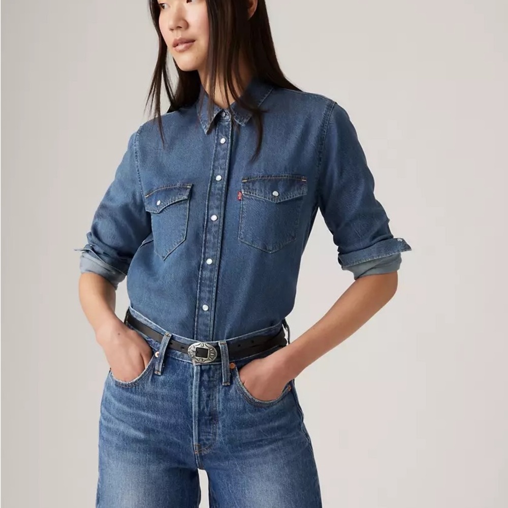 Levi's Blue Button Down Shirt for Women